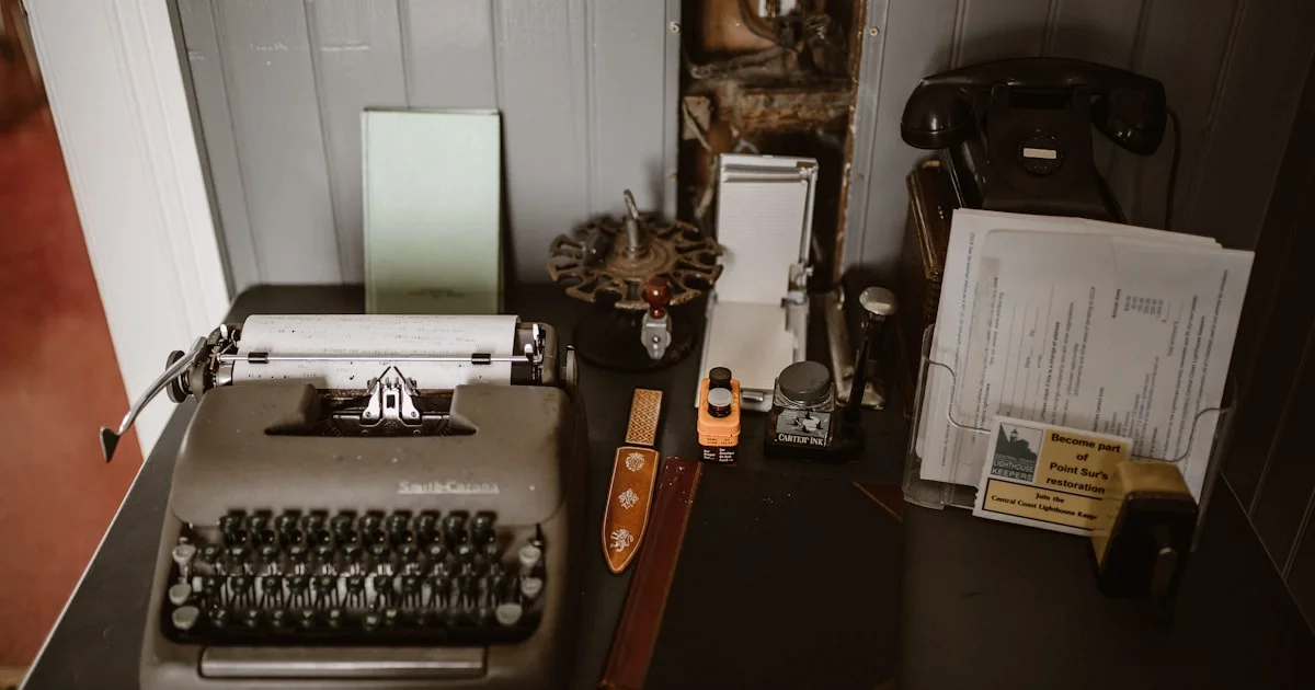 Writer's desk with typewriter
